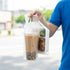 PercyEffie 1000 6" 11" PCS Drink Carrier for Delivery, Bulk Clear Plastic Cup Bag with Handle, Portable Coffee