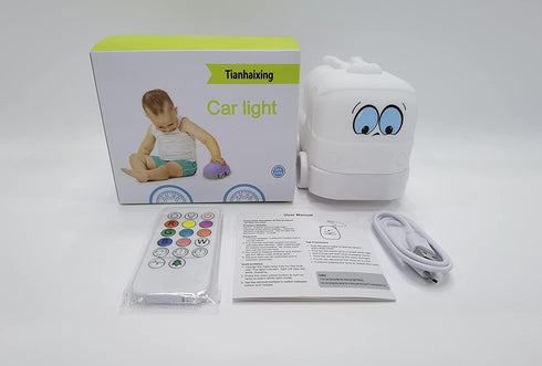 Night Light Kids with Cute Car Design Children's Room LED Bedside Lamp with Changeable RGB Colors Rechargeable Night