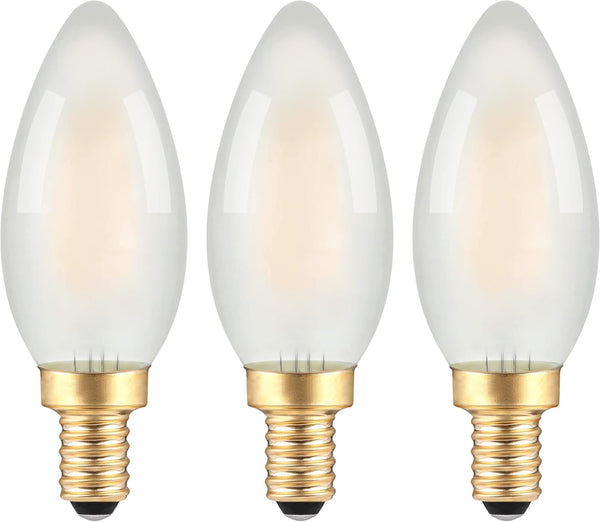 Frosted E12 LED Candle Light Bulbs, 2W Dimmable, 25W Equivalent, 2700K Soft Warm, 3 Count