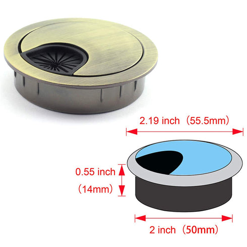 1pc 2 inch (50mm) Metal Desk Grommets for Managing and Hiding Wire Cord Cable Hole Cover Office PC Desk Cable Cord Organizer Zinc Alloy Cover Bronze