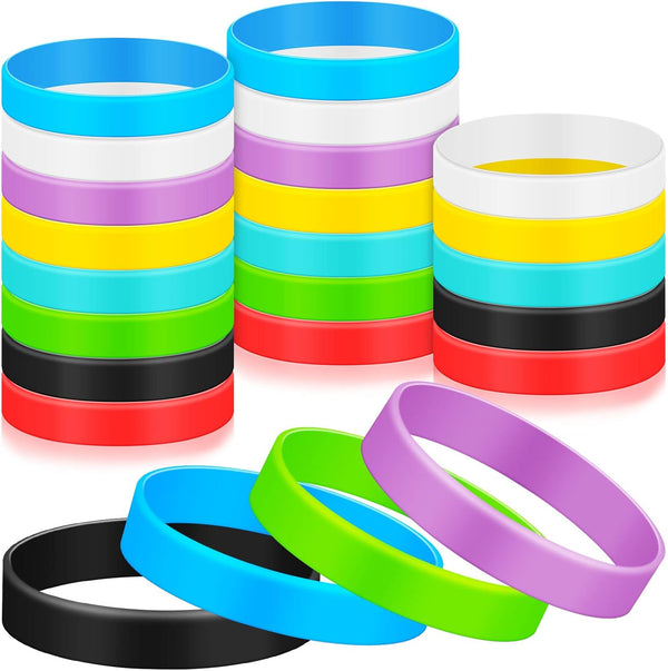 Deekin 24 Pcs 8 Inch Colored Silicone Rubber Bands for Books, Art, Bag Wraps, Exercise, Crab Traps, Stylish Color
