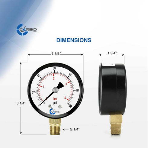Water Pressure Gauge for Swimming Pool Filter, Spa, Aquarium, Well, 60psi Plumbing Clean Filter with Dual Display