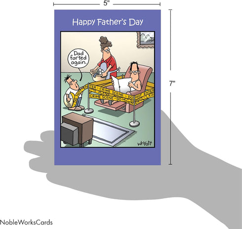 NobleWorks Father's Day Greeting Card, 5 x 7 Inch Envelope, Dad Dad Farted Again, 1 Card