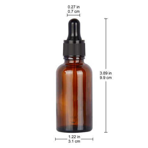 stonylab 30ml (1 oz) 4-Pack Amber Glass Dropper Bottle, Brown Empty Glass Bottle with Dropper for Essential Oils