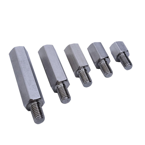 10 Pcs Stainless Steel Single Head Stud Hex Standoff Spacers - M6 x M6 for PCB Hexagonal Fasteners, 10mm to 40mm