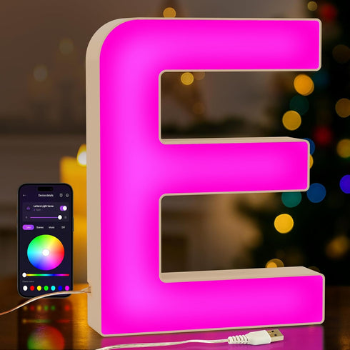 MeRGBWLife Light Up LED Letter Lights USB Powered Color Changing Alphabet Sign, APP