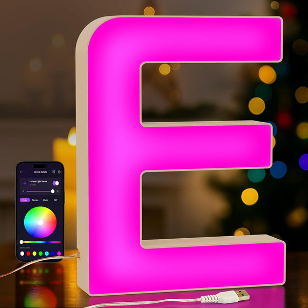 MeRGBWLife Light Up LED Letter Lights USB Powered Color Changing Alphabet Sign, APP