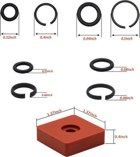 (5+5 Sets) 3/8" & 1/2" Impact Wrench Retainer Rings with O-ring, Including Anvil Install Tool