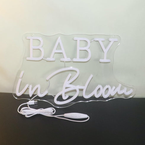 Baby In Bloom Neon Signs Led Gender Reveal Party Boy/Girl Decorations Neon Letters Signs Pregnancy Announcement Party