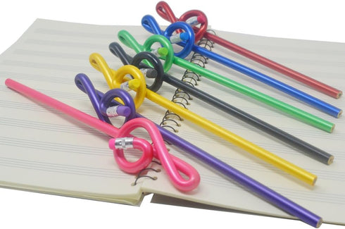 Music Pencils Musical Notes Pens, Treble Clef Bent Pencil G Clef Pencil (7 Pack)