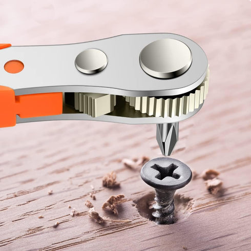 Mini Ratchet Wrench, Right Angle Phillips Magnetic Screwdriver for Tight Spaces, 1/4" Drive High Torque Offset