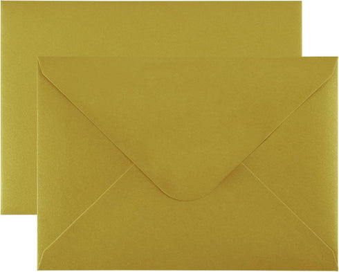 Granhoolm 100 Pack 5x7 A7 Invitation Envelopes, V Flag 5.25 x 7.25 for Weddings, Parties, Greeting Cards (Gold Pearl)