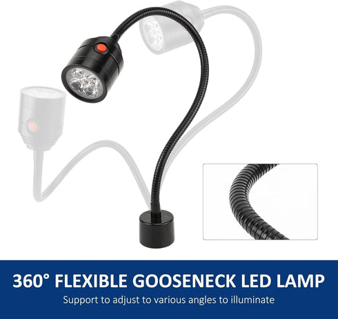 Deeffe Magnetic Work Light, LED Machine Light with Flexible Gooseneck and Magnetic Base, Shop Tool Lamp for Lathe, Work