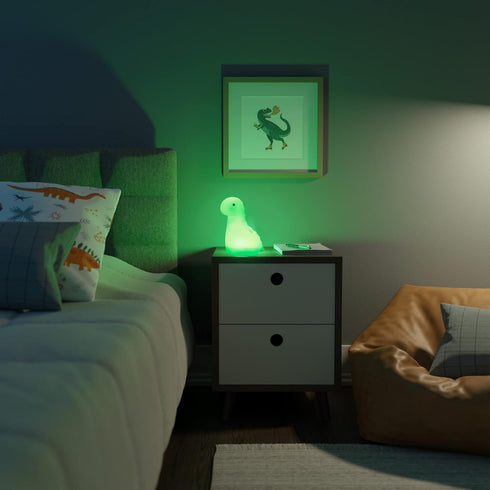 13848 Globe Electric Multicolor LED Silicone Night Light, Brontosaurus Tap Light, Rechargeable, Color Changing, Soft