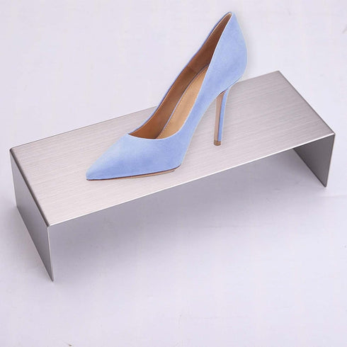 JISADER Closet Stand Stainless Steel Double Sided Shelf Riser Shoe Rack Organiser Suitable for Store Retail Home Window