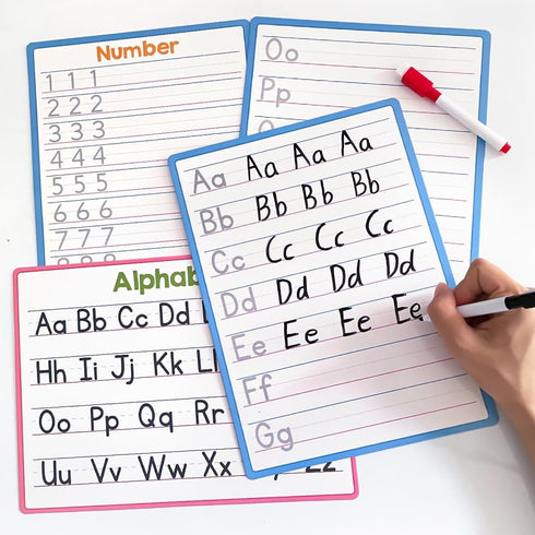 Double Sided Dry Erase Handwriting Practice Boards, Alphabet A-Z and Number 1-10 Tracing Board for Kids