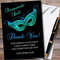 The Card Zoo Black Blue Green Masquerade Ball Personalized Party Thank You Cards