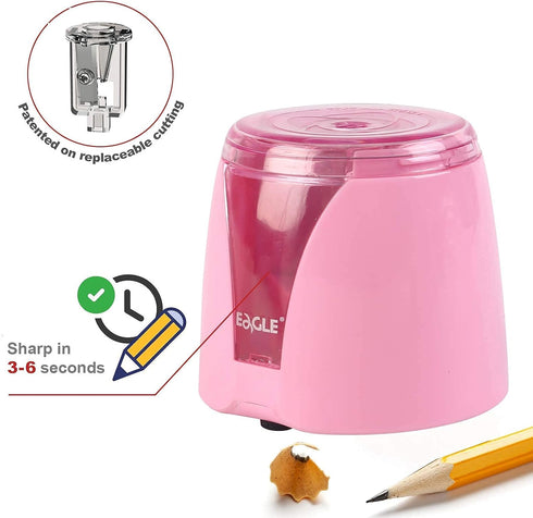 Eagle Electric Pencil Sharpener, Battery Powered with Large Shaving Holders, Suitable for Kids and Office Use