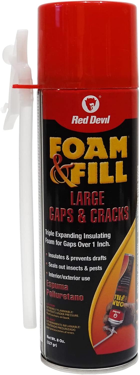 Red Devil 090806 Spray Foam, Expanding Insulation Sealant for Large Gaps & Cracks, 8 oz, Off White