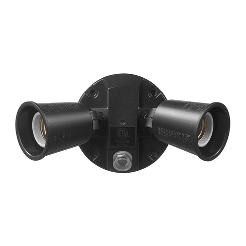 Globe Electric 240 W Twin Head Black Hardwired Automatic Dusk to Dawn Security Flood Light, Spotlight, Outdoor, Outside House Lights