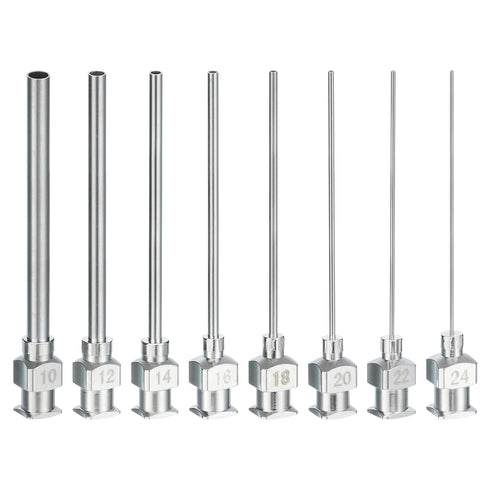 PATIKIL 8Pcs 10/12/14/16/18/20/22/24Ga x 1.5 Inch Stainless Steel Dispensing Needle Tips for Thick Glue Ink Lab