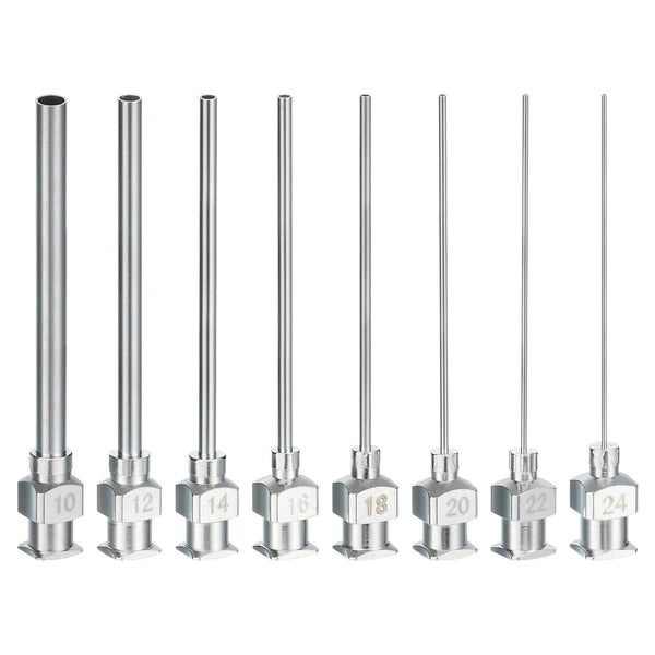 PATIKIL 8Pcs 10/12/14/16/18/20/22/24Ga x 1.5 Inch Stainless Steel Dispensing Needle Tips for Thick Glue Ink Lab