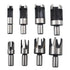 8-Pack Wood Plug Cutter Drill Carbon Steel Bit Set, Straight and Tapered Woodworking Chamfer Bits