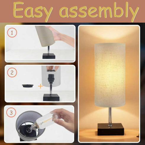 12 Inch Dimmable, 8 Inch Cordless Table Lamp (Linen)-Touch Rechargeable, Fabric Shade, Ideal for Bedroom & Living Room