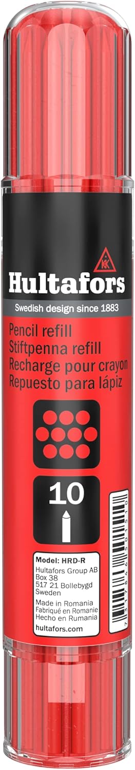 Hultafors Tools 650150 Heavy Duty Dry Marker Refills HRD, Multi-Purpose, Red, 10 Leads