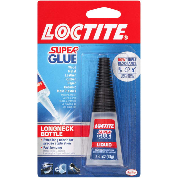 Loctite Super Glue Liquid Longneck Bottle, Clear, 0.35 fl oz, 2 Pack for Plastic, Wood, Metal, Crafts