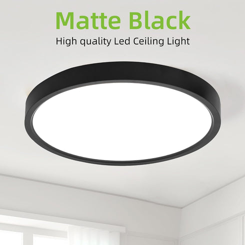 12 Inch 24W 3000K/4000K/5000K, Closet hykolity Selectable CCT LED Round Flat Panel Light, Edge-Lit Flush Mount Ceiling