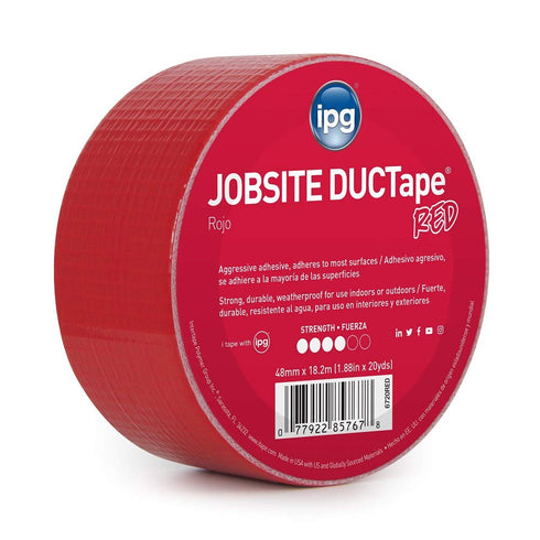 IPG JobSite DUCTape - Colored Duct Tape, 1.88" x 20 yd, Red (Single Roll)