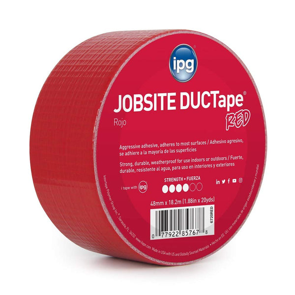 IPG JobSite DUCTape - Colored Duct Tape, 1.88" x 20 yd, Red (Single Roll)
