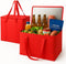 musbus 2-Pack XL-Large Insulated Grocery Shopping Bags, Red, Reusable, Heavy Duty, Zipped