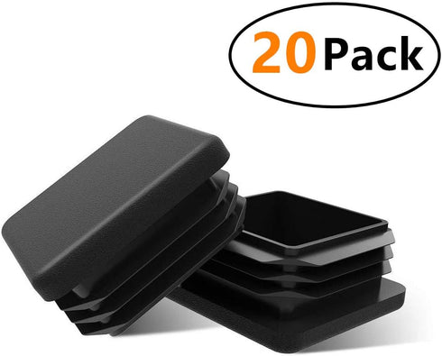 HOWDIA Square Plastic Polyethylene Plug 1"x1" | 20-Pack Protective Caps for Furniture Legs & Tubing