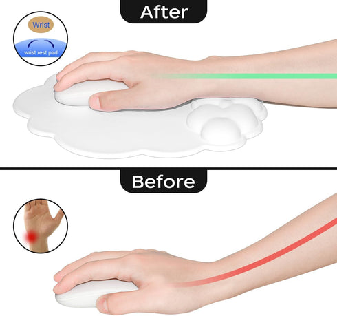 JIKIOU Cloud Wrist Rest Mousepad with Leather Surface, Memory Foam, Non-Slip PU Base for Home Office Laptop Mac