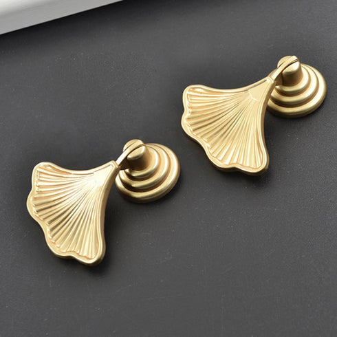 2pcs Set, Closet Operitacx Fan-Shaped Single Hole Cabinet Knobs Door Pulls Drawer Hardware, Furniture Handle