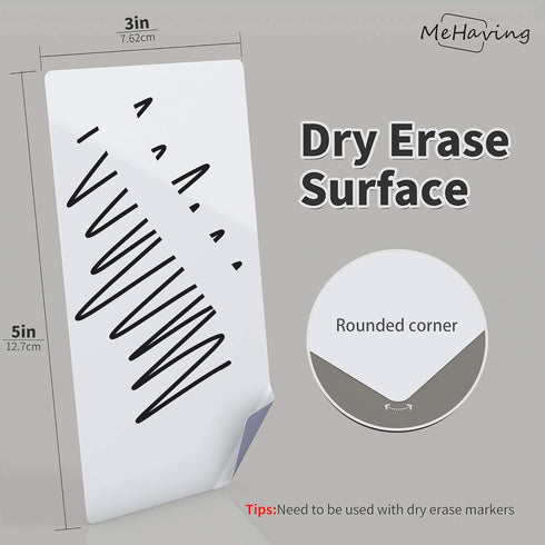 Dry Erase Sticky Note Pads, 3x5" 24pcs Reusable Small White Board Stickers for Office, School Supplies, Eco Friendly