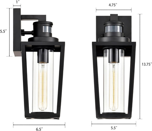 13.75 Edvivi Outdoor Wall Lights Exterior, Dusk to Dawn Motion Sensor Outdoor Lighting Fixture, Matte Black Waterproof