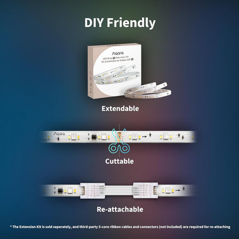 Aqara LED Strip T1 Extension, Requires LED Strip T1 (Sold Separately), 3.28 FT RGB+IC Light Extension, 1 Pack