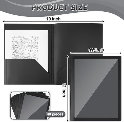 Teling 48 Pcs Plastic Folders with Front Clear Pocket and Business Card Holder, Heavy Duty 2 Pocket Letter Size Folders