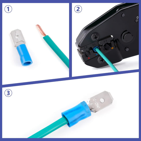 Zhushan Ratcheting Electrical Wire Crimper, 30J Crimping Tool for Insulated Terminals, Ratchet Terminal Crimper