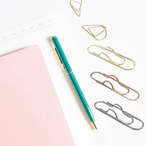 Multifunctional 20 Pcs Rose Gold Pen Clips, Portable Large Size Paper Clips for Notebooks and Journals