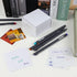 White Memo Holder with Blank Memo Notes Cube, Simple PS Notepad Organizer Dispenser, 500 Sheets