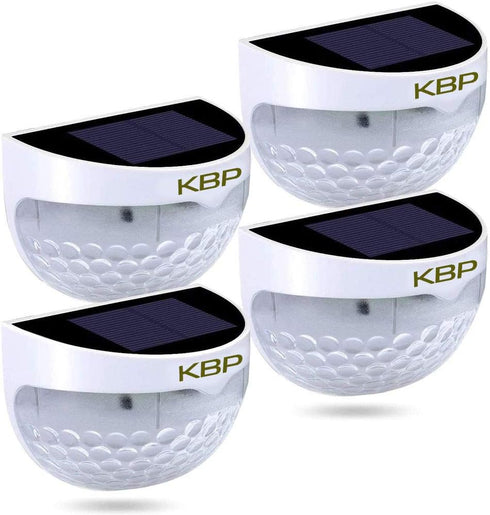 KBP Solar Fence Lights, Waterproof Outdoor Decorative Garden Lights for Patio, Yard, Stairway, White