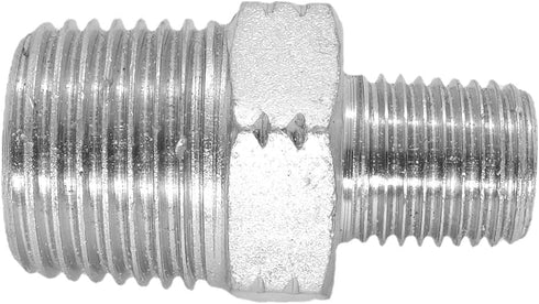 1 Piece 1/2" x 1/4" Male NPT Hex Nipple Plated Steel Hydraulic Fitting Adapter