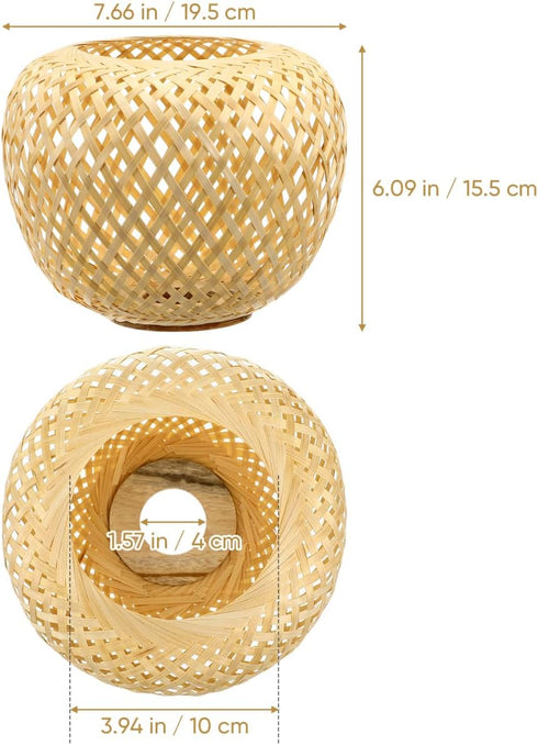 7.67X7.67X6.10In Healeved Woven Lamp Shade Rustic Rattan Pendant Light Cover Replacement Lampshade for Ceiling