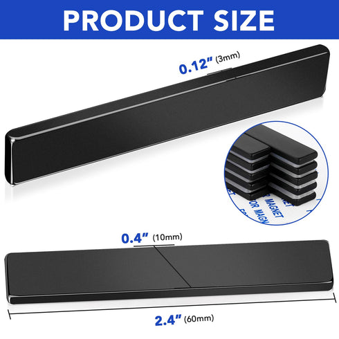 MIKEDE Neodymium Magnets, 5 Pack Black Super Strong Waterproof Heavy Duty Magnets with Adhesive Backing - 60x10x3 mm