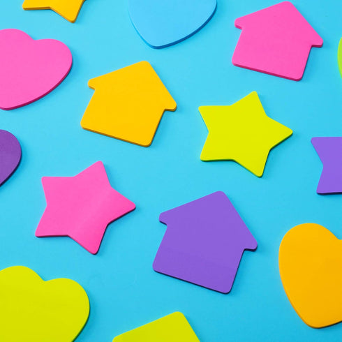 Outus 540 Sheets Star Sticky Notes, 3 x 3 Inch Heart Arrow Star Shaped Self Sticky Notes 6 Multi Colors for Reminders,