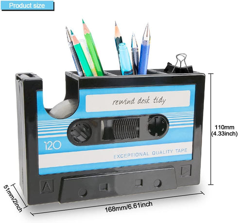 YXQ Fun Tape Dispenser, Unique Novelty Pen Dispenser for Cool Retro Desk Accessories, Blue